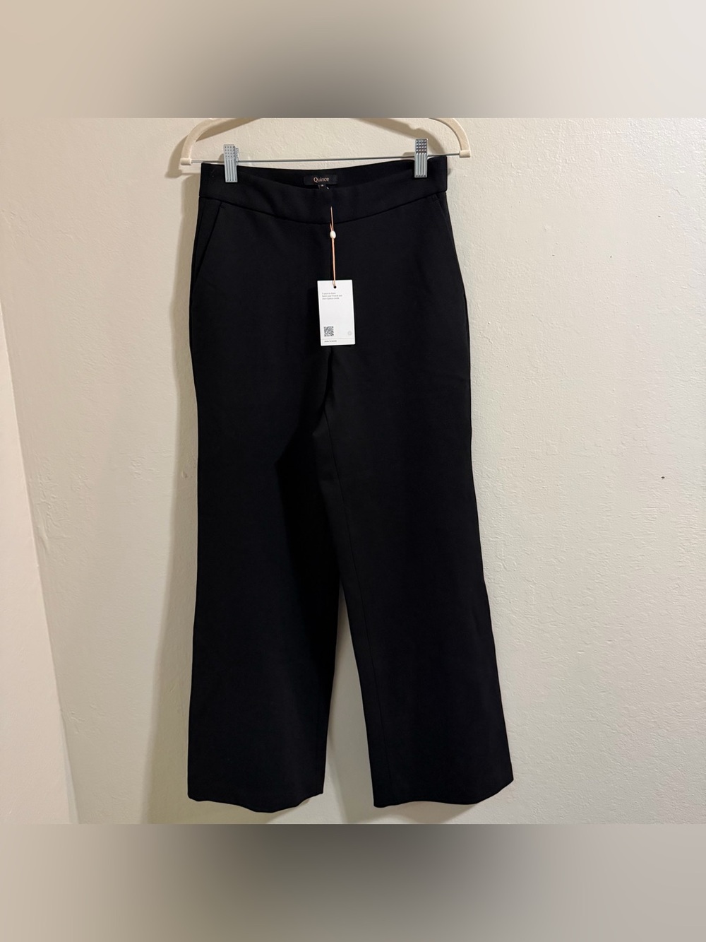 Quince NWT‎ Black Ultra-Stretch Ponte Wide Leg Pants Trousers High Rise Size 2